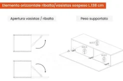 Ingresso sospeso moderno con pensile e specchio retroilluminato in finitura Cashmere e Cadiz
