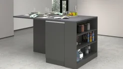 Isola centrale da cucina 2 ante e vani a giorno in finitura Antracite Opaco e Ardesia