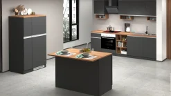 Isola centrale da cucina 2 ante in finitura Antracite Opaco e Rovere