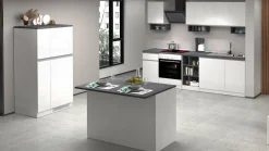 Isola centrale da cucina 2 ante in finitura Bianco Lucido e Ardesia
