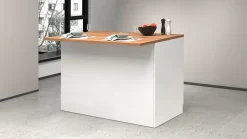 Isola centrale da cucina 2 ante in finitura Bianco Lucido e Rovere