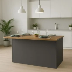 Isola centrale da cucina 3 ante in finitura Antracite Opaco e Rovere