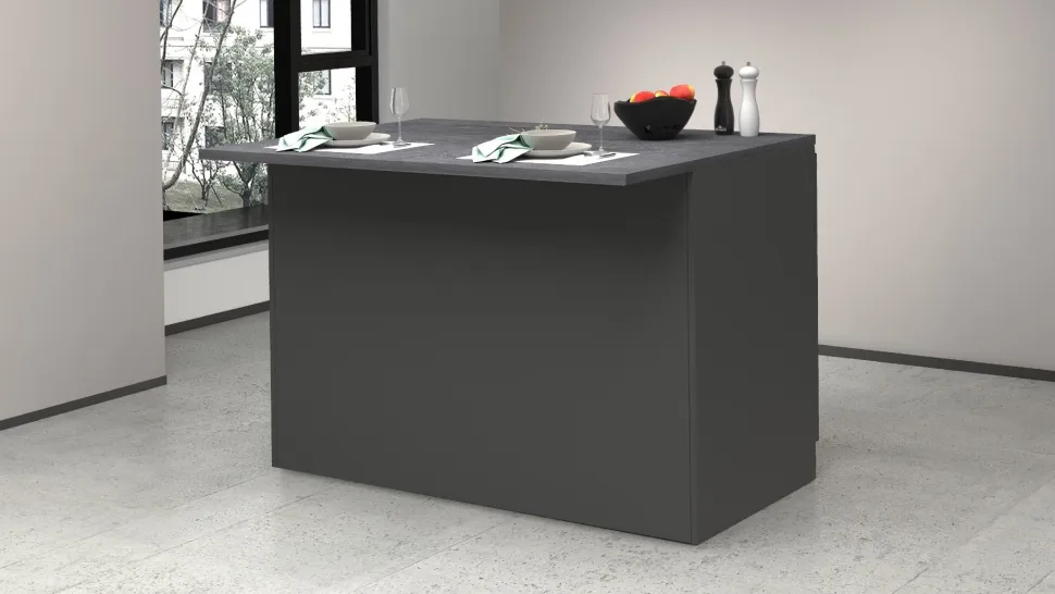Isola cucina 2 ante in finitura Antracite Opaco e Ardesia