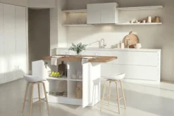 Isola da Cucina a 2 ante in Bianco Lucido e Rovere Mercure