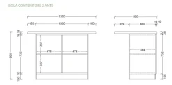Isola da Cucina a 2 ante in Bianco Lucido e Rovere Mercure