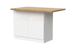 Isola da Cucina a 2 ante in Bianco Lucido e Rovere Cadiz