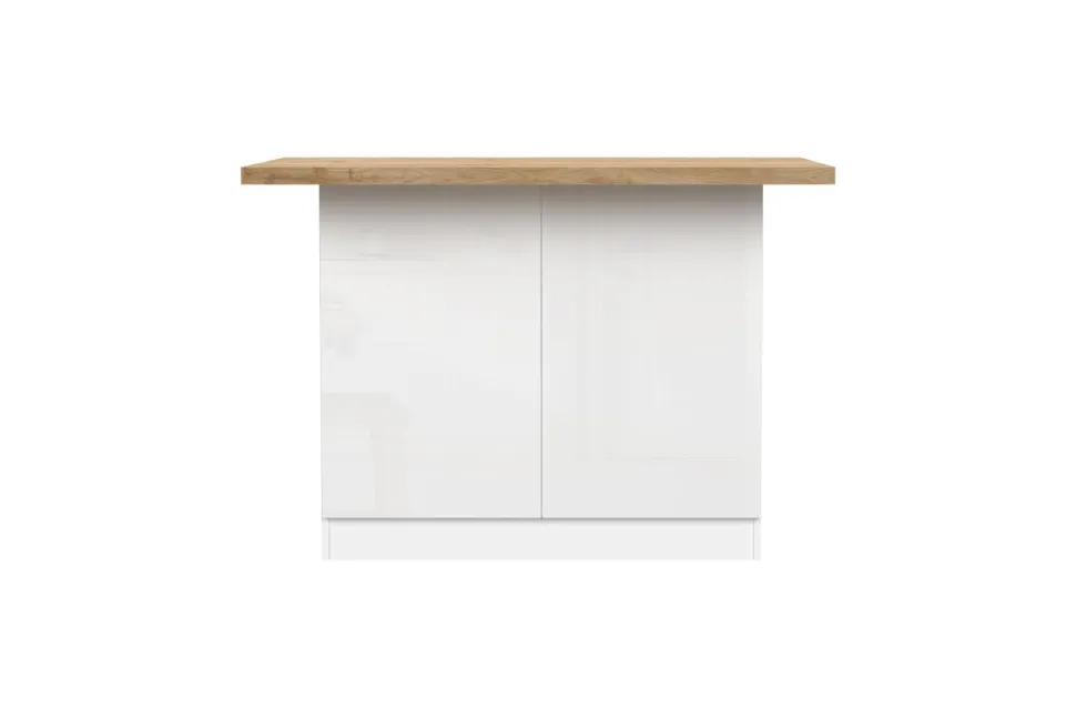 Isola da Cucina a 2 ante in Bianco Lucido e Rovere Cadiz