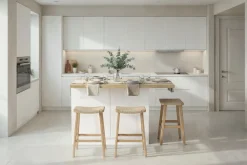 Isola da Cucina a 2 ante in Bianco Lucido e Rovere Cadiz