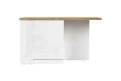 Isola da Cucina 2 ante con vani a giorno 160x80 cm in Bianco Lucido e Rovere Cadiz