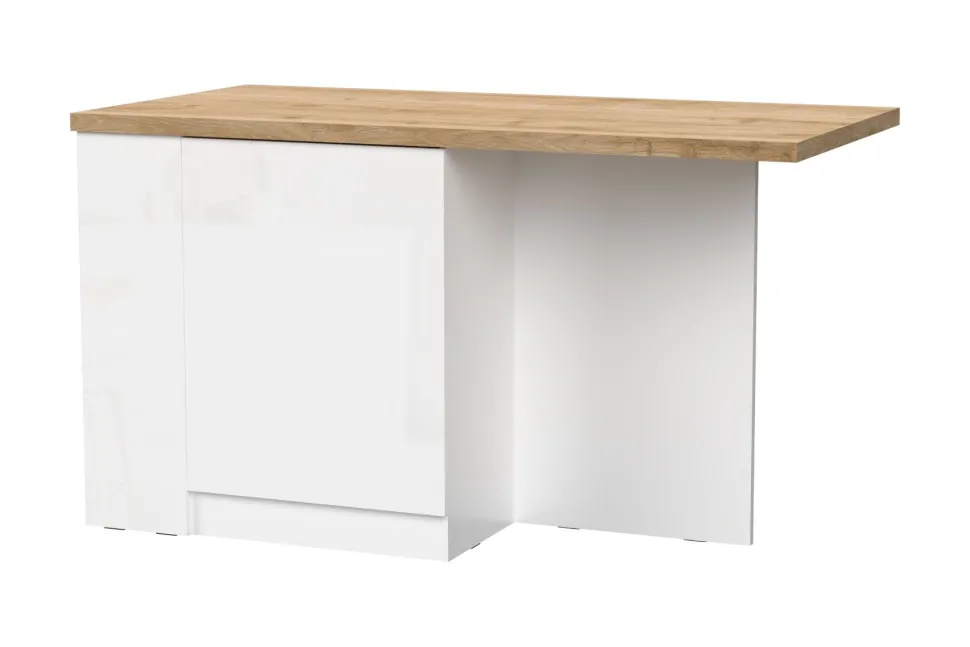 Isola da Cucina 2 ante con vani a giorno 160x80 cm in Bianco Lucido e Rovere Cadiz