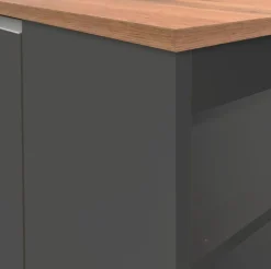 Isola da cucina 2 ante e vani a giorno in finitura Antracite Opaco e Rovere