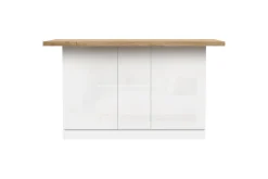 Isola da Cucina 3 ante 160x80 cm in Bianco Lucido e Rovere Cadiz