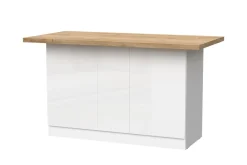 Isola da Cucina 3 ante 160x80 cm in Bianco Lucido e Rovere Cadiz