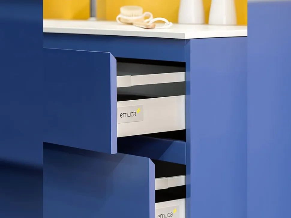 Kit cassetto per cucina Vantage-Q, altezza 204 mm, prof. 350 mm, con astine, chiusura soft, Acciaio, Bianco.