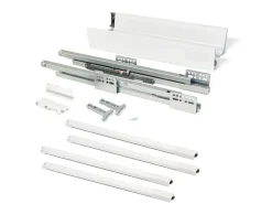 Kit cassetto per cucina Vantage-Q, altezza 204 mm, prof. 350 mm, con astine, chiusura soft, Acciaio, Bianco.