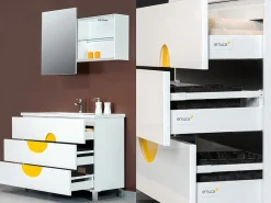Kit cassetto per cucina Vantage-Q, altezza 204 mm, prof. 350 mm, con astine, chiusura soft, Acciaio, Bianco.