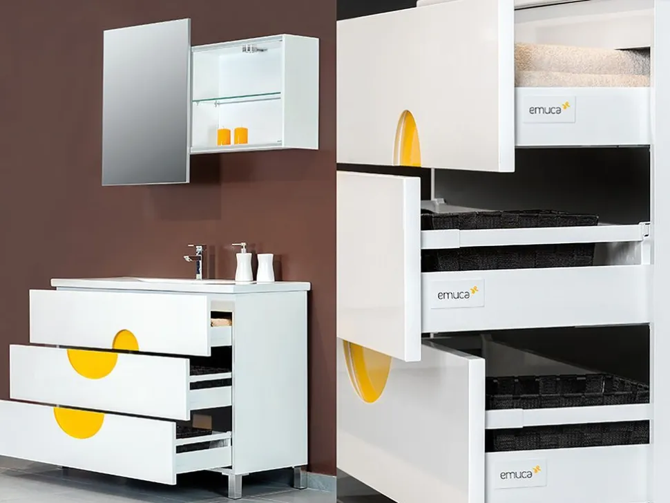 Kit cassetto per cucina Vantage-Q, altezza 204 mm, prof. 350 mm, con astine, chiusura soft, Acciaio, Bianco.