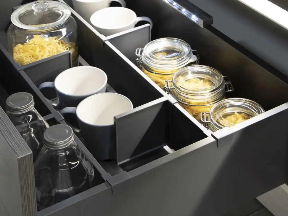 Kit di accessori divisori per interno cassetti Vertex-Concept, larghezza 900 mm, Alluminio e Tecnoplastica, Grigio antracite o Bianco