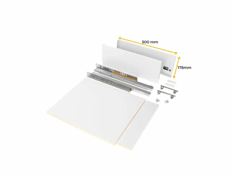 Kit di cassetti per cucina o bagno Vertex, altezza 178 mm, con pannelli inclusi, modulo 450 mm, Verniciato bianco o Antracite