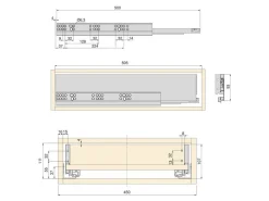 Kit di cassetti per cucina o bagno Vertex, altezza 93 mm, con pannelli inclusi, modulo 450 mm, Verniciato bianco