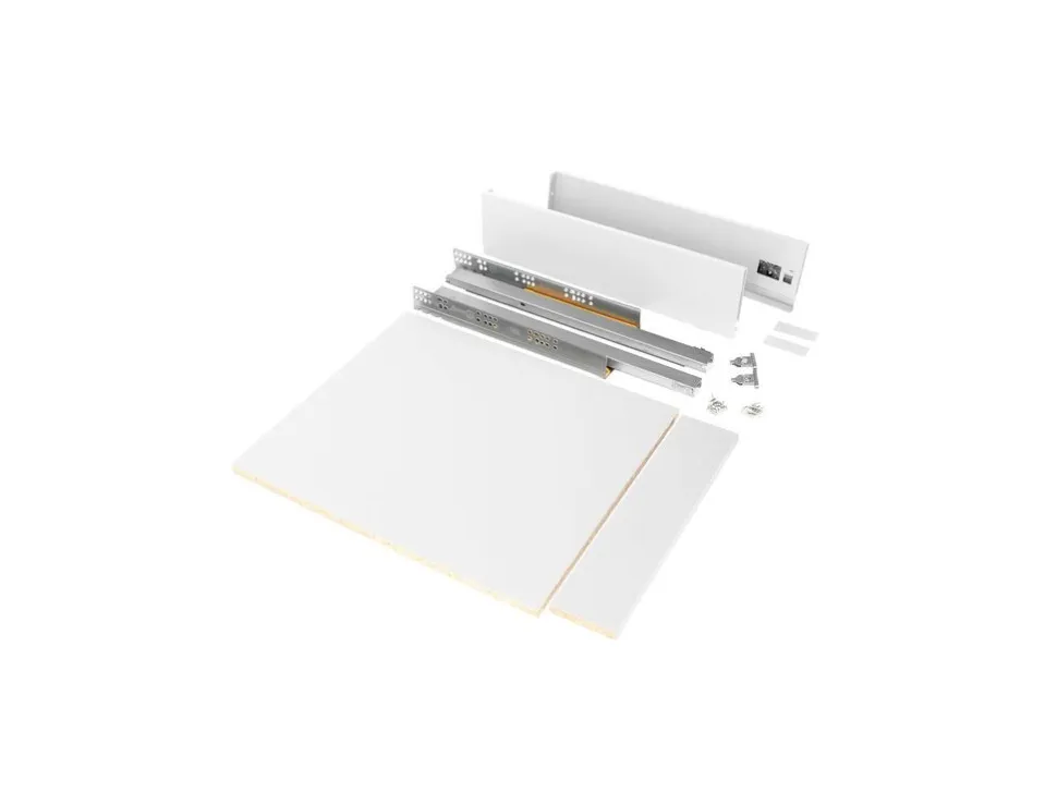 Kit di cassetti per cucina o bagno Vertex, altezza 93 mm, con pannelli inclusi, modulo 450 mm, Verniciato bianco