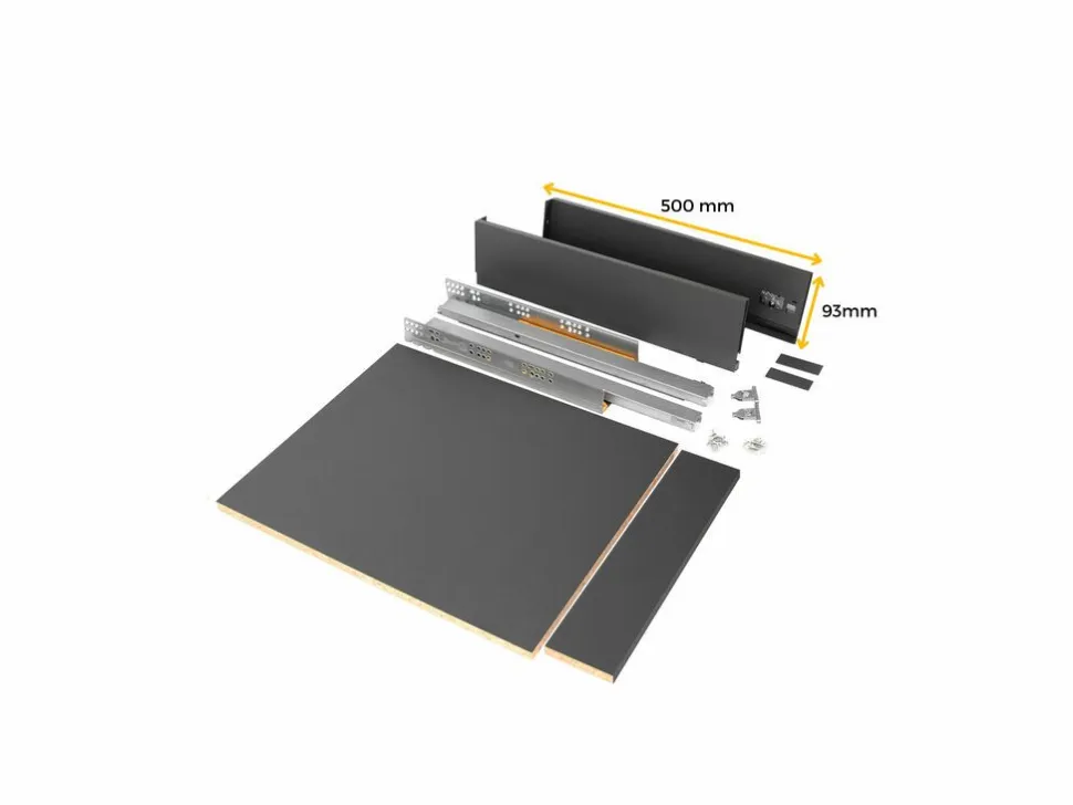 Kit di cassetti per cucina o bagno Vertex, altezza 93 mm, con pannelli inclusi, modulo 450 mm, Verniciato bianco
