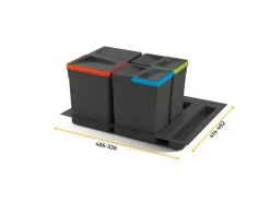 Kit di contenitori raccolta differenziata per cassetti da cucina con base Recycle disponibile in varie misure