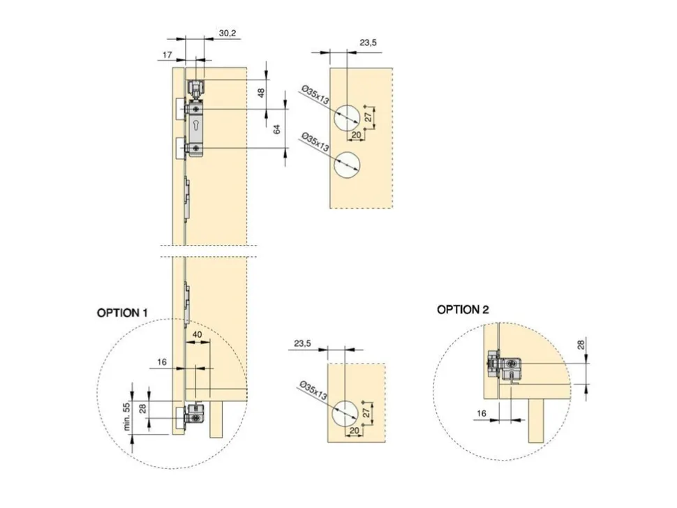 Kit di ferramenta per armadio 2 ante scorrevoli a soffietto con chiusura soft Twofold