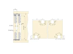 Kit di ferramenta per armadio 2 ante scorrevoli con chiusura soft Flow binari di superficie da 2,35 m