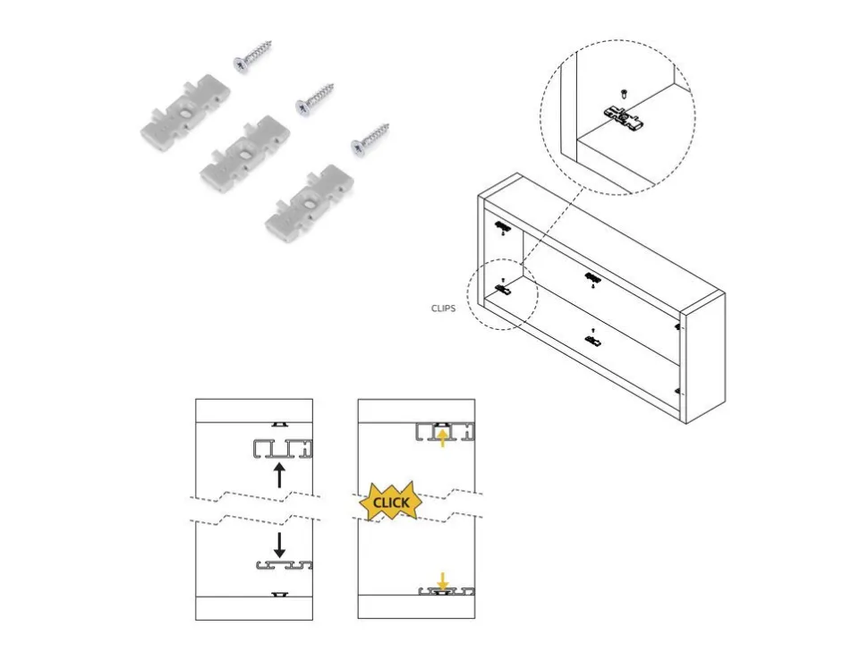 Kit di ferramenta per armadio 2 ante scorrevoli con chiusura soft Flow binari di superficie da 2,35 m