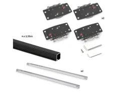 Kit di ferramenta per armadio 2 ante scorrevoli e chiusura soft Flow con binari incassati 2,35 m