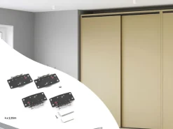 Kit di ferramenta per armadio 2 ante scorrevoli e chiusura soft Flow con binari incassati 2,35 m