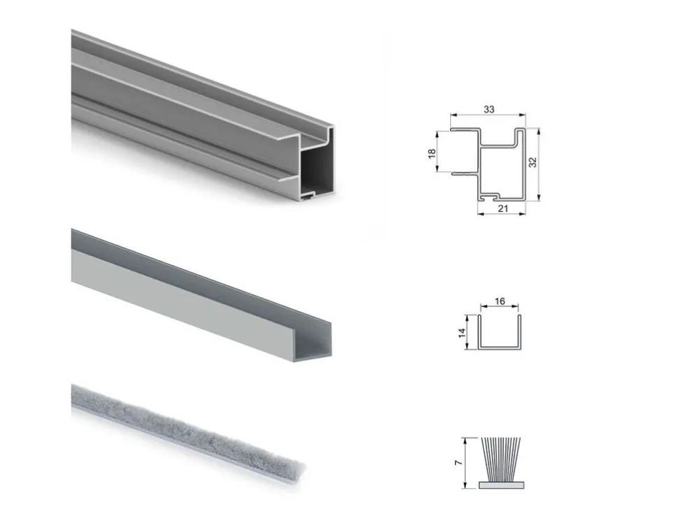 Kit di ferramenta per armadio a 2 ante e chiusura ammortizzata Placard 81 Profilo Deep con spessore 18 mm
