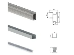 Kit di ferramenta per armadio a 2 ante e chiusura ammortizzata Placard 81 con profilo Sharp spessore 16 mm