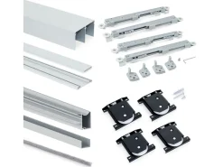 Kit di ferramenta per armadio a 2 ante scorrevoli con chiusura ammortizzata Placard 81profilo Wave spessore 16 o 18 mm