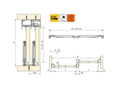 Kit di ferramenta per armadio a 2 ante scorrevoli con chiusura ammortizzata Placard 81profilo Wave spessore 16 o 18 mm