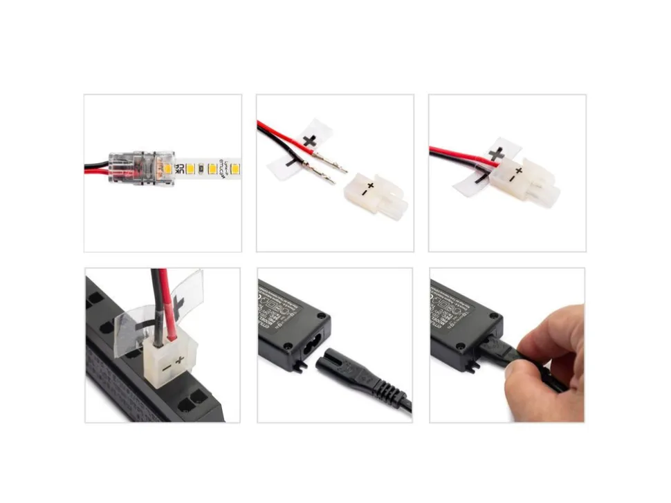Kit di strisce LED Lynx Premium 9,6W/m IP20 lunghezza 5 m con convertitori 12V DC e cavi e sensori DOOR o SWITCH