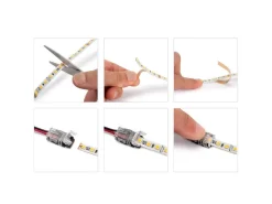 Kit di strisce LED Lynx Premium 9,6W/m IP20 lunghezza 5 m con convertitori 12V DC e cavi e sensori DOOR o SWITCH