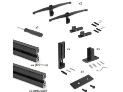 Kit di telaio modulare Zero con ferramenta per il montaggio a parete, Alluminio e Zama, Verniciato nero o grigio testurizzato
