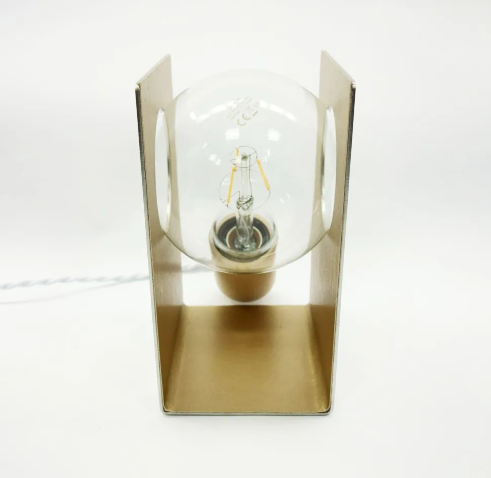 Lampada da Tavolo Moderna Altair in Metallo e Pelle - Design Leonardo Criolani