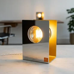 Lampada da Tavolo Moderna Altair in Metallo e Pelle - Design Leonardo Criolani