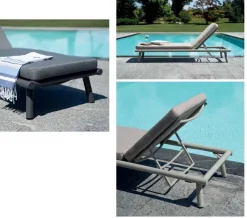 Lettino Prendisole Taormina in Alluminio con cuscino Idrorepellente in 2 colori