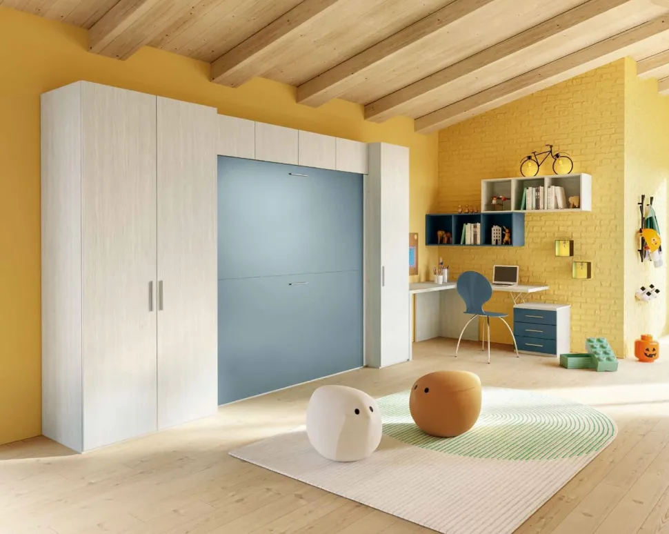 Letto a castello a scomparsa singolo disponibile in 30 colori
