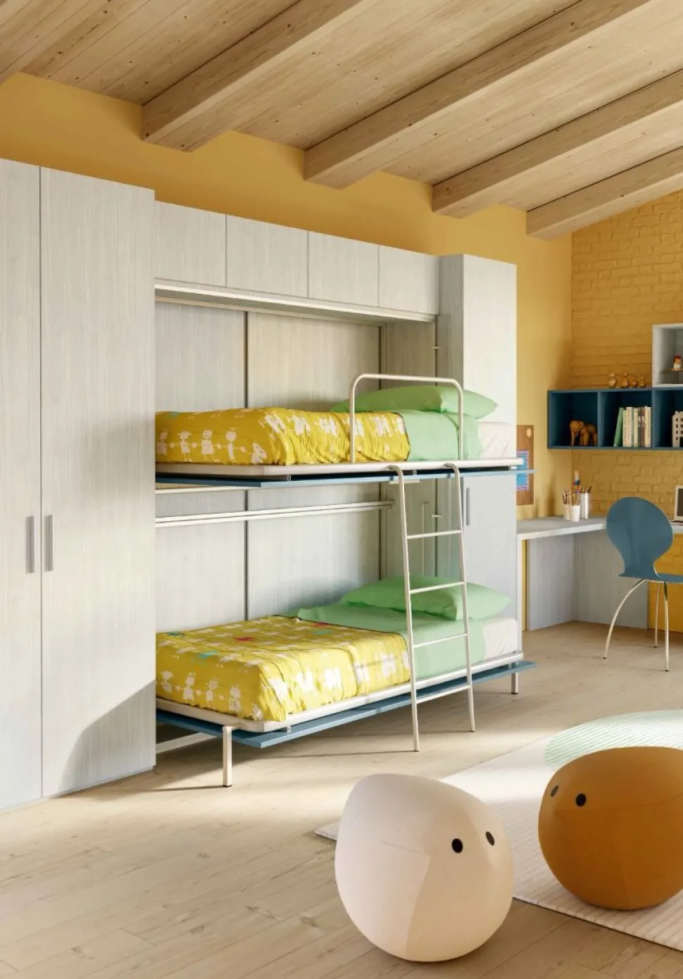 Letto a castello a scomparsa singolo disponibile in 30 colori