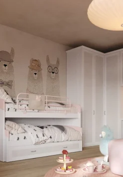 Letto a castello Felicity linea sitter finitura Rosantico, Calce e frassino Nuvola