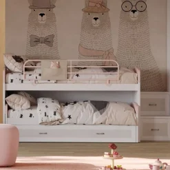 Letto a castello Felicity linea sitter finitura Rosantico, Calce e frassino Nuvola