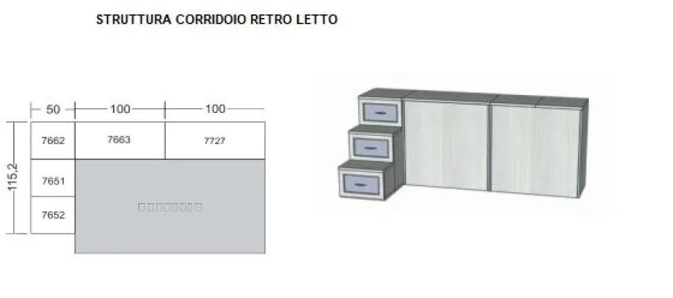 Letto a castello linea sitter finitura Frassino Nuvola e Rosa