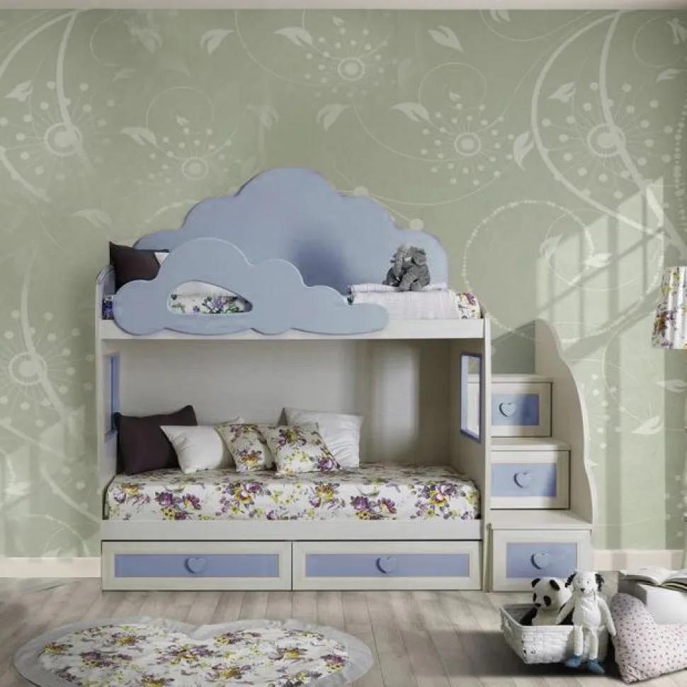 Letto a castello linea Sitter finitura Frassino Nuvola e Cloud