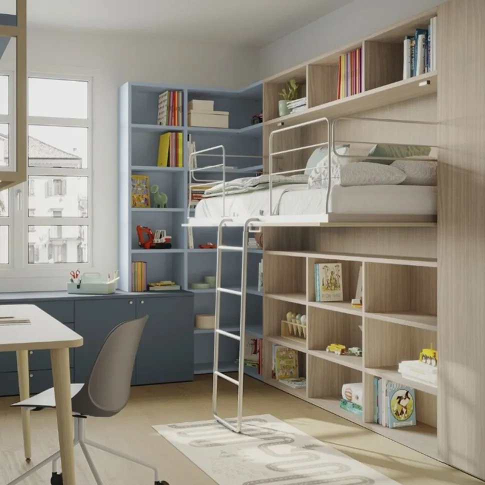 Letto a scomparsa singolo su libreria linea Airone disponibile in 3 misure