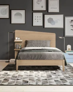 Letto a Una Piazza e Mezza Corin con Mensole Integrate (Colori e Opzioni Personalizzabili)